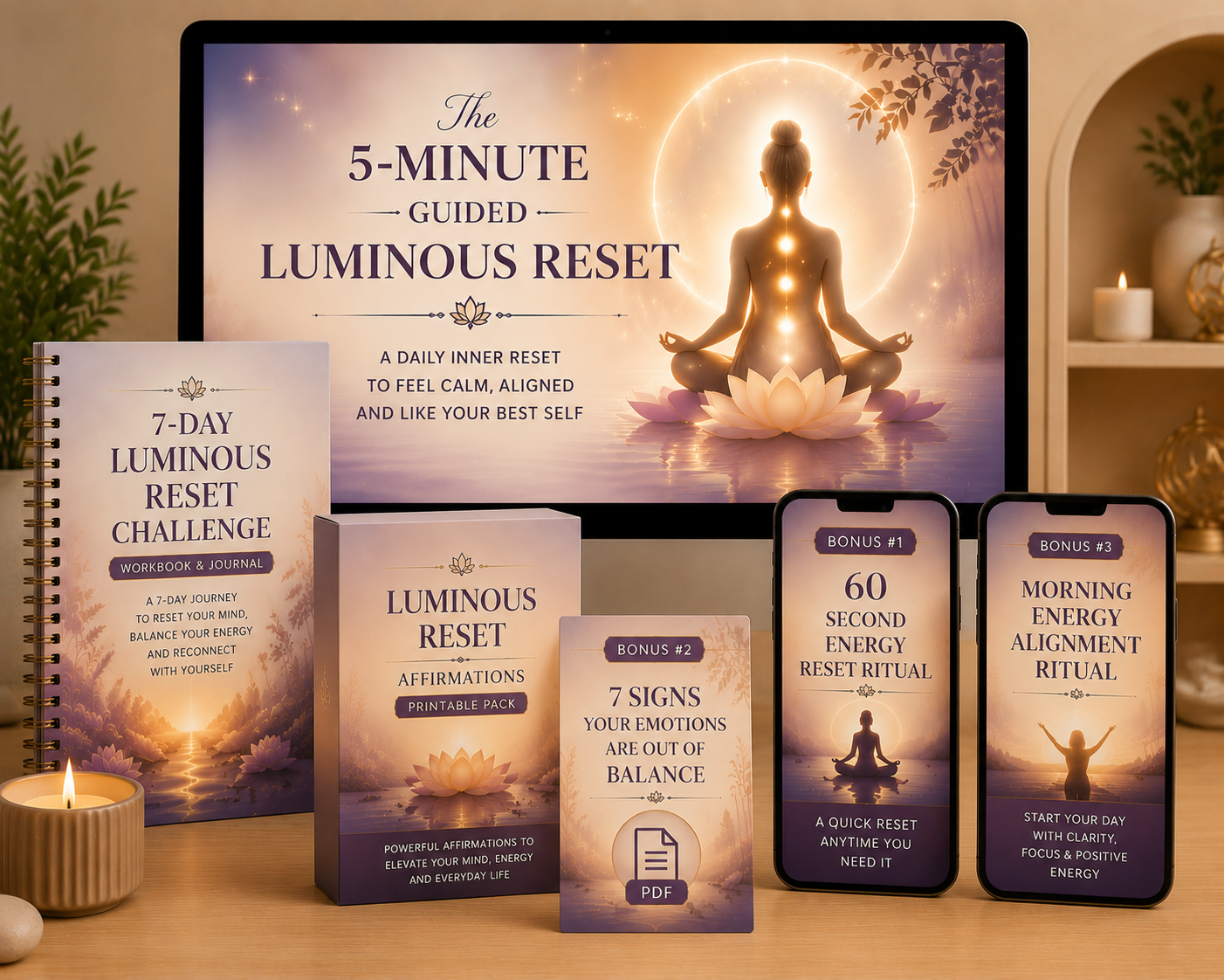 The Luminous Reset Bundle: guided video, 7-day workbook, affirmation pack and bonus rituals
